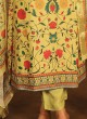 Printed Pant Style Suit In Yellow Color